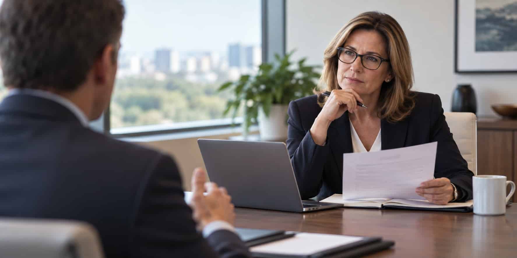 Leadership recruiter evaluating a candidate beyond the résumé during an executive interview